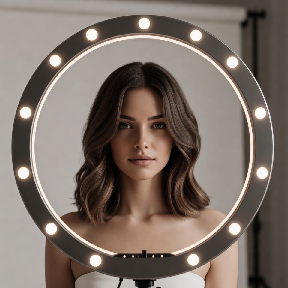 AI generated Beauty Headshot portrait featuring Dutch Angle and Studio Ring Light with a Professional expression.